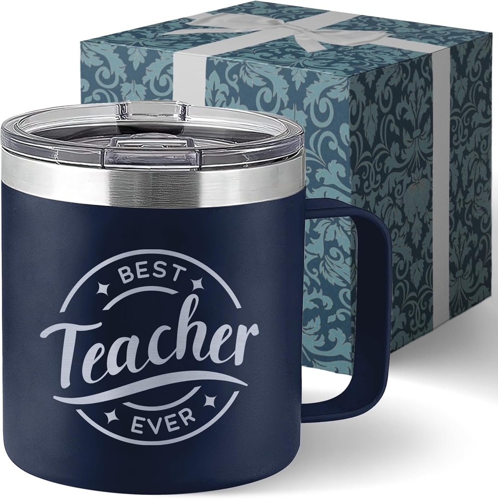 Best Teacher Ever Tumbler - Teachers Appreciation Gifts Ideas New Teacher Gifts for Men - Teachers Valentine Gift Assistant Cup Present Christmas Daycare Gift 14oz Stainless Steel Tumbler With Lid