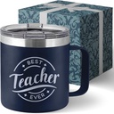 Best Teacher Ever Tumbler - Teachers Appreciation Gifts Ideas New Teacher Gifts for Men - Teachers Valentine Gift Assistant Cup Present Christmas Daycare Gift 14oz Stainless Steel Tumbler With Lid