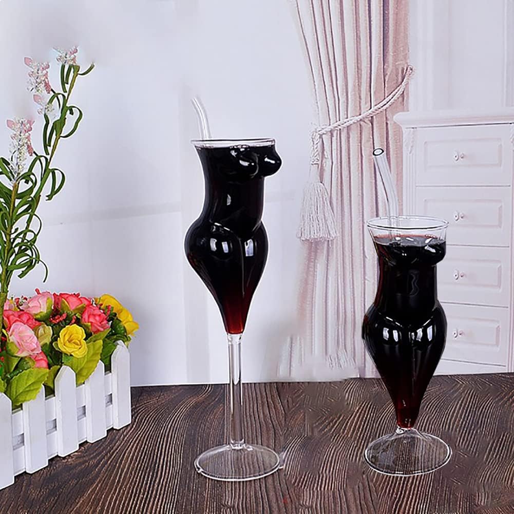 2 Pcs Novelty Wine Glasses, 5/10Oz Naked Women Cocktail Glass,Creative Sexy Beauty Body Shaped Cup Whiskey Glasses,Transparent Human Body Cup,Martini Cocktail Glasses,Gift for Men(2 Pcs)