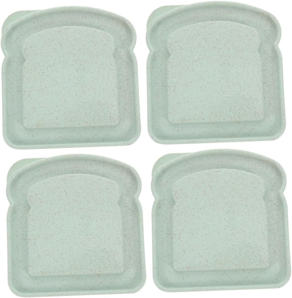 Luxshiny 4pcs Portable Sandwich Bread Storage Box with Lid Toast Shaped Lunch Containers for Work Travel Picnic and Fitness Lightweight and Spacious Fruit Dessert Snack Keeper in Light