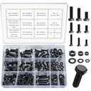 128 Pcs Hex Bolts and Hex Nuts and Washers Assortment Kit, Heavy Duty Metric M6 M8 M10 Hex Bolts and Nuts Set(128 Black)