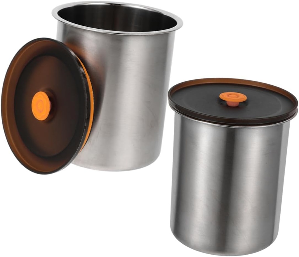 2pcs Stainless Steel Airtight Coffee Canisters with Lids Food Storage Containers for Coffee Tea Sugar Cereal Cookies Versatile Kitchen Pantry Jars