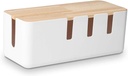 Cable Management Box by Baskiss, 12x5x4.5 inches, Wood Lid, Wire Organizer for Desk TV Computer USB Hub System to Cover and Hide & Power Strips & Cords