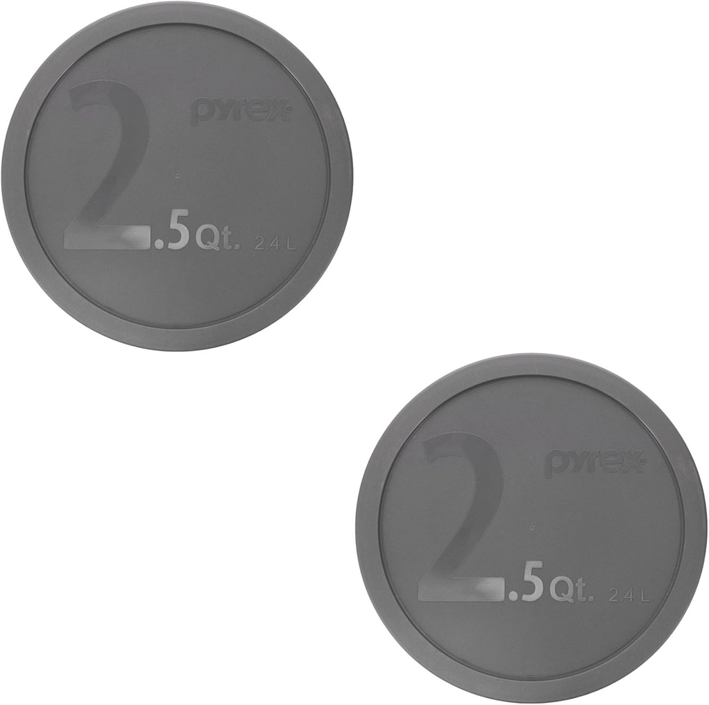 Pyrex 325-PC 2.5qt Puddle Gray Food Storage Replacement Lids (2-Pack) - Made in USA