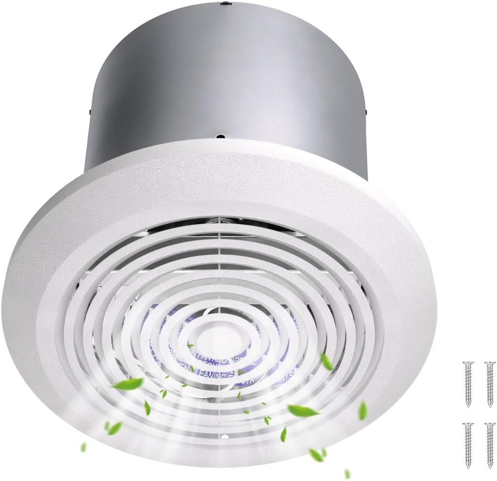 V2262-50 7 Inch Bathroom Exhaust Fan, 50 CFM Ceiling Exhaust Fan for 8" Rough-in Opening, 1.0 Sones Quiet Effective Ventilation for Bathroom, Kitchen, Laundry Room, Mobile Home