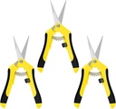 iPower 6.5'' 3 Pack Garden Hand Pruner Shears with Straight Stainless Steel Scissors, for Hydroponic Trimming Herb/Flowers/Vegetables/Plants, Yellow