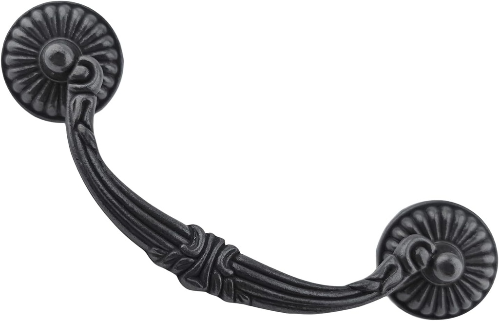 4-Pack 4.5" C-C Vintage Look Antique Black Bail Drawer Pull Drop Swing Handles Dresser Pulls Cabinet Knob Vintage Style 114 mm 4 1/2" Centers (4, Antique Black)