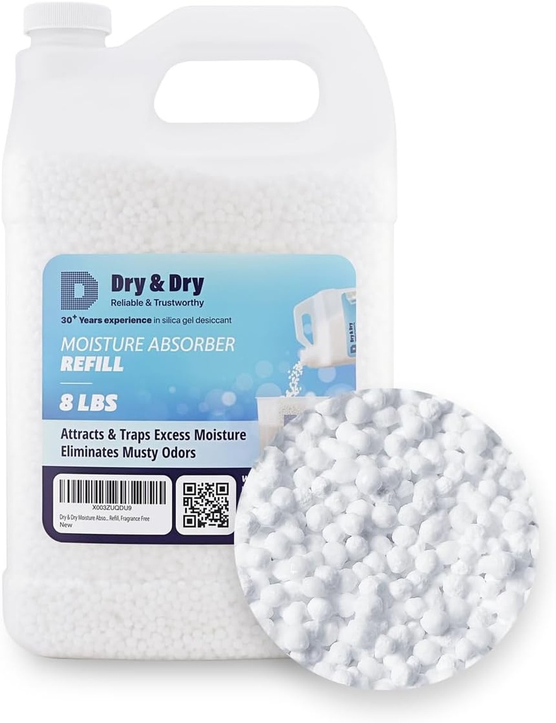 Dry & Dry Moisture Absorbers Refill Beads (8 LBS) - Dehumidifiers for Home Dehumidifier for Basement Dehumidifiers for Bedroom Small Dehumidifiers Dehumidifiers Moisture Absorbers
