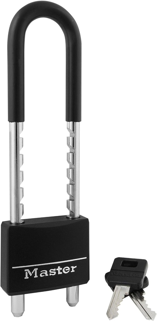 Master Lock 527D Adjustable Shackle Padlock with Key, Black