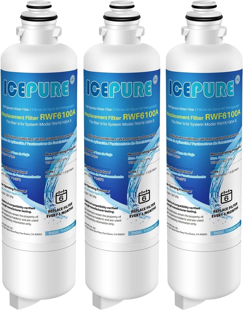 ICEPURE Refrigerator Water Filter Replacement for Bosch Ultra Clarity Pro BORPLFTR50, BORPLFTR55, 11032531, 12033030, 12028325, 11025825, B36CT80SNS, B36CL80ENS, WFC100MF, WFS200MF, RA450022, 3PACK