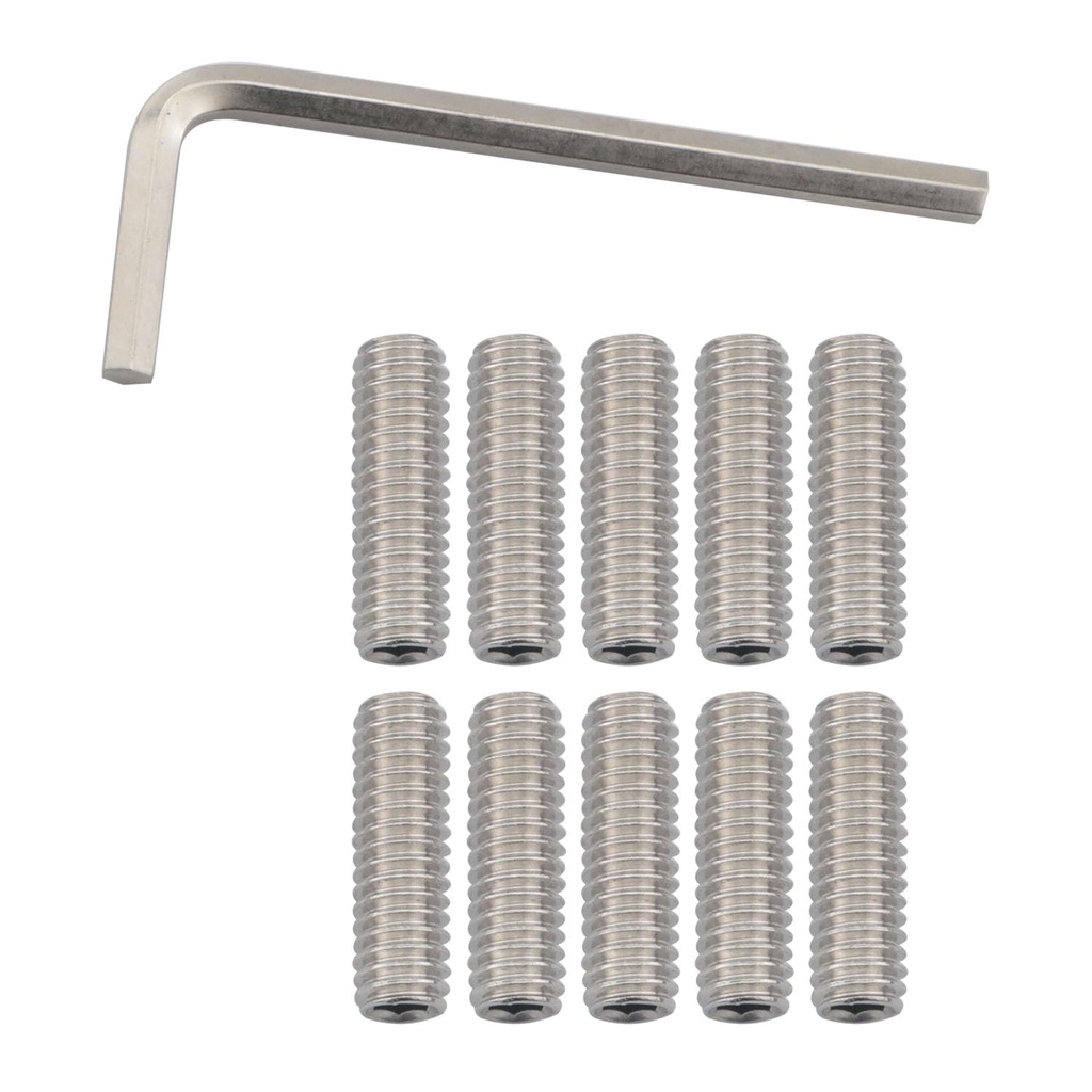 5/16-18 * 1 Stainless Steel Full Thread Cup Point Flat Head Screws Set Screws with Wrench Cup Point Clutch Screws Set for Bathroom Fixtures, Door Knobs, Lights