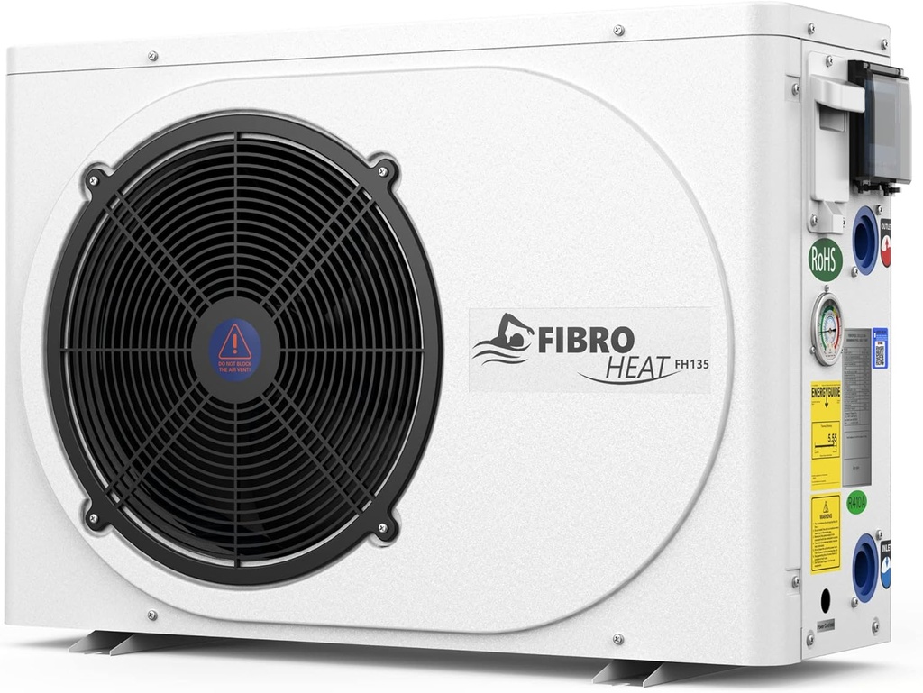 FibroPool Swimming Pool Heat Pump - FH135 35,000 BTU - for Above and Inground Pools and Spas - High Efficiency, All Electric Heater - No Natural Gas or Propane Needed