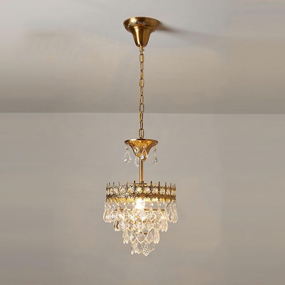 Crystal Chandelier, Farmhouse Ceiling Lighting Fixture, Ceiling Lamp/Pendant Light Dual Use,Modern Foyer Dining Room Chandeliers for Bedroom, Hallway, Bar, Kitchen(26 * 42cm)