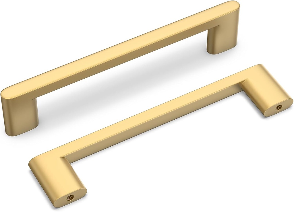 homdiy 5 Pack Matte Gold Cabinet Pulls 5 inch Hole Center Brushed Brass Kitchen Drawer Handles for Dresser Cupboard Living Room