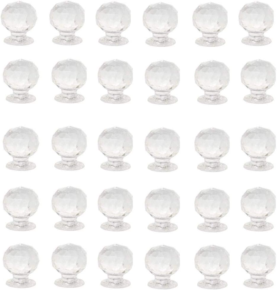 30 Pcs Clear Acrylic Diamond Shape Mini Metal Jewelry Box Gift Case Knobs Pull Handles