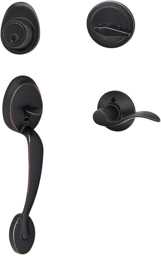 TOGU HS13L Front Door Handleset with Lever Door Handle,Solid Entry Door Lockset Leverset for Home Exterior Doors and a Single Cylinder deadbolt Handle Set,Right-Handed Door,Oil Rubbed Bronze