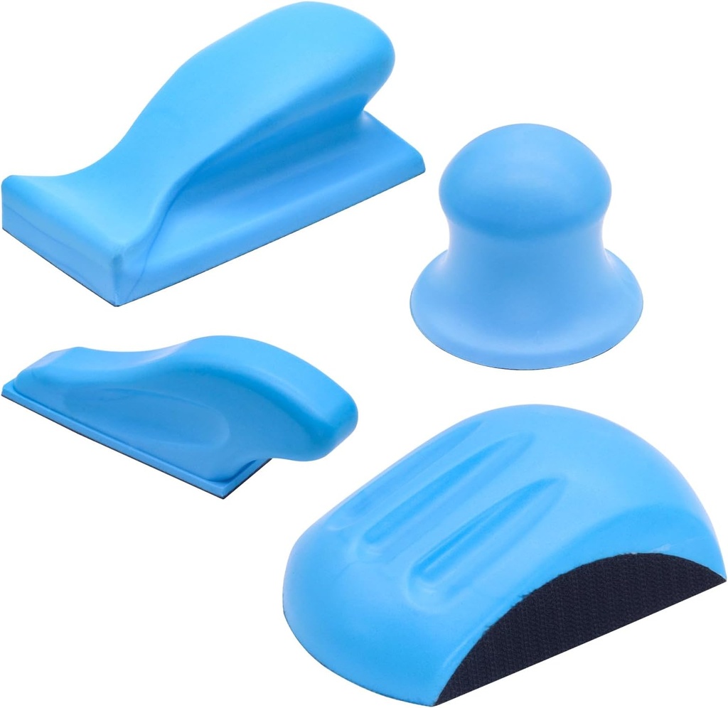 4PCS Hand Sanding Blocks Hook and Loop, 5 Inch Mouse Sanding Block and 5.3" Hand Sander Block for Woodworking Furniture Automotive Body Arts and Crafts