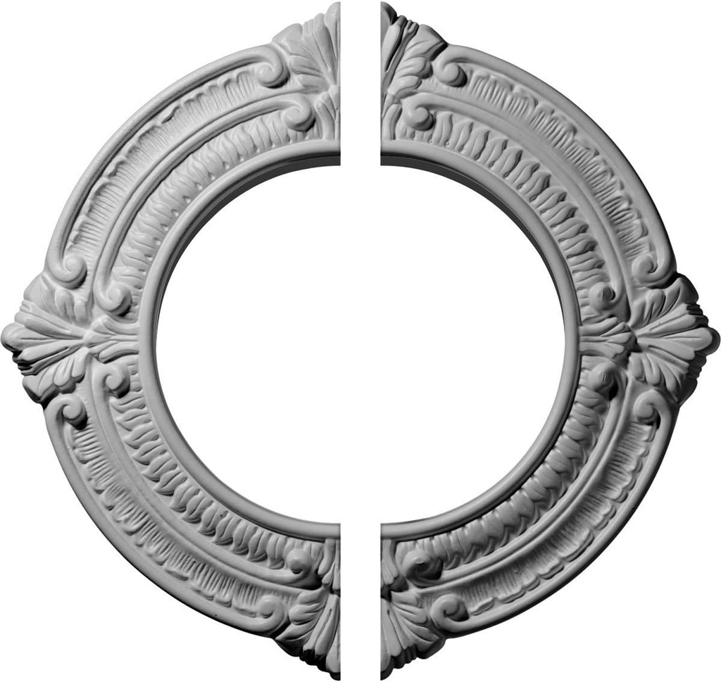 Ekena Millwork CM11BN2 11 1/8"OD x 6 1/8"ID x 5/8"P Benson Ceiling Medallion, Fits Canopies up to 6-1/8", 2 Piece