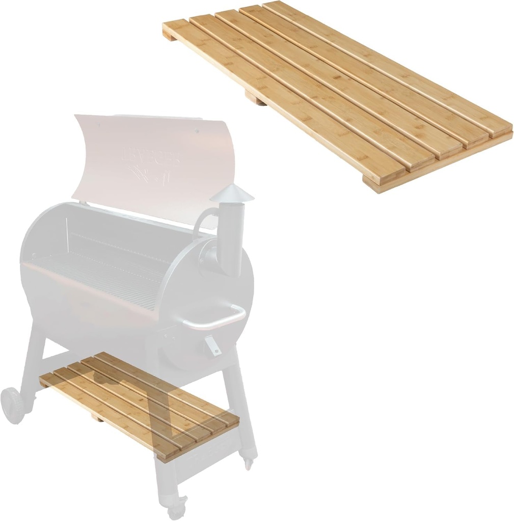 Iron Forge Tools Pellet Grill Storage Shelf - Compatible with Traeger Pro 22 and Traeger Pro 575 Accessories - Real Wood Bamboo Slat Shelf for Smoker Pellet Storage Grill Bin Accessories