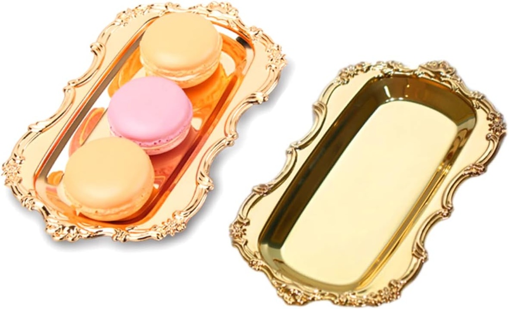 Mikinona Golden Tray Serving Dessert Plate Cake Carrier Decorative Tableware Eco-Friendly Wedding Party