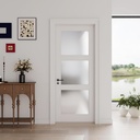 32"x 80"with 3-Panel Pre-Assembled Frosted Glass Pocket Door Slab,French Door for Bedroom Closet Laundry Pantry Bathroom,White Paintable Interior Doors for Home,w/o Hardware