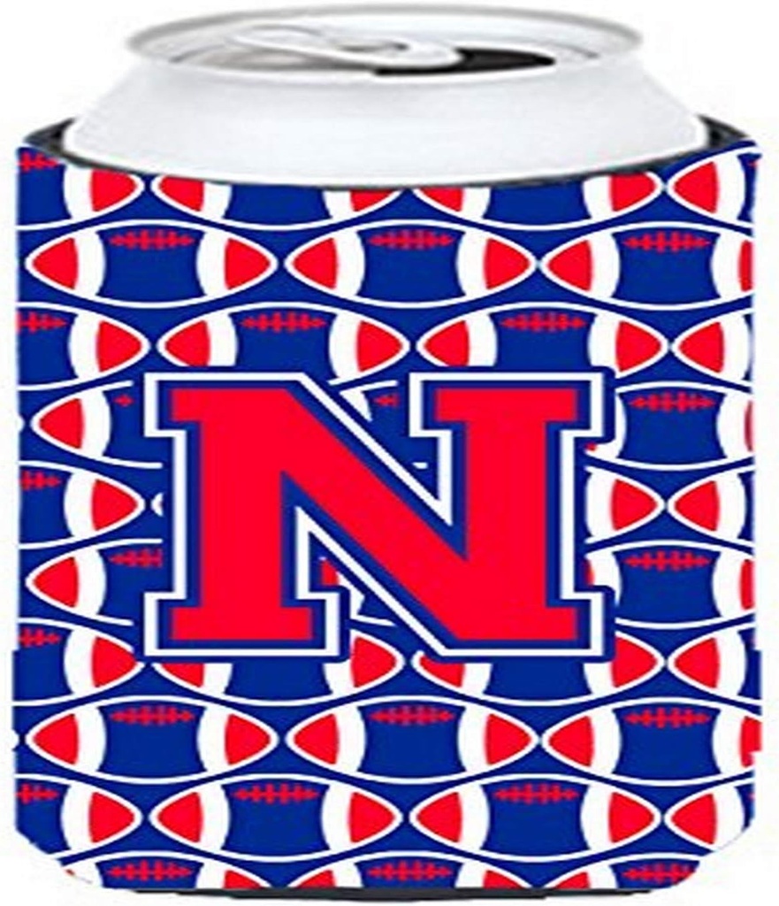 Caroline's Treasures CJ1076-NTBC Letter N Football Harvard Crimson and Yale Blue Tall Boy Hugger Can Cooler Sleeve Hugger Machine Washable Drink Sleeve Hugger Collapsible Insulator Beverage Insulated