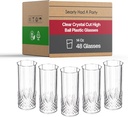 Smarty Had A Party 14 oz Plastic Highball Glasses Disposable – 48 Bloody Mary Glasses, Crystal-Cut Cocktail Cups Disposable Classy, 14 oz Plastic Cups for Parties, Weddings and Events