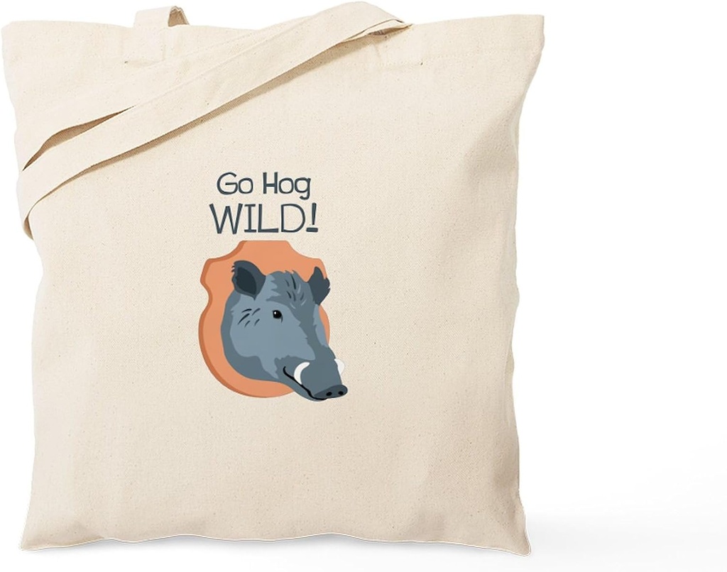 CafePress Go Hog WILD Tote Bag Reusable Natural Beige Canvas Shopping Bag
