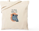 CafePress Go Hog WILD Tote Bag Reusable Natural Beige Canvas Shopping Bag