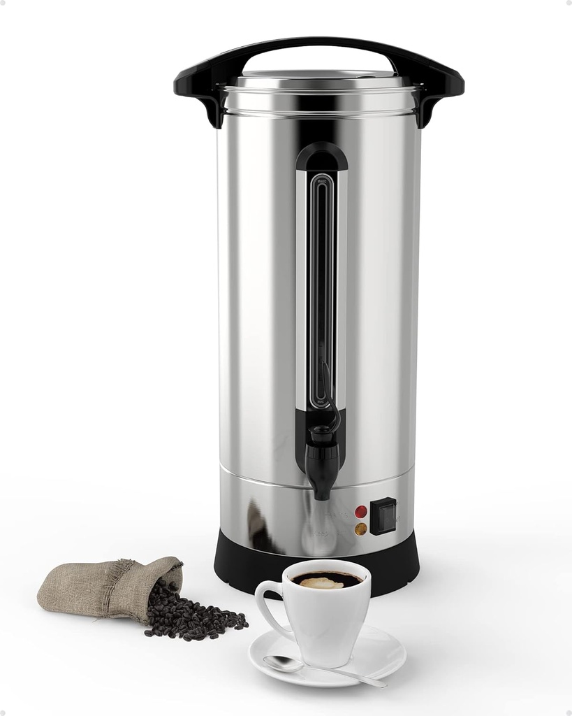 Coffee Urn 65 Cups, Commercial Grade Hot Water Dispenser with Coffee Percolator,10L Stainless Steer Hot Beverage Thermos,Hot Water Urn for Catering,Silver