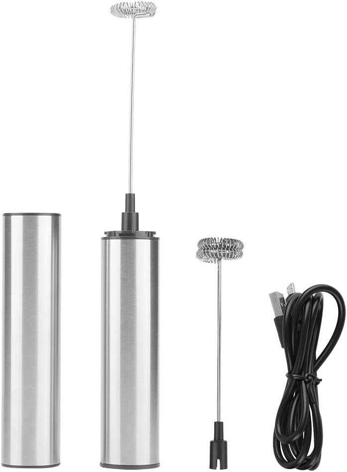 Milk Frother Handheld Foam Maker Household Electric Stainless Steel Rechargeable Milk Frother Kitchen Mixer Blender Kitchen Utensils with USB Port for Cappuccino, Frappe, Matcha, Hot Chocolate