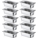 10 Pack Hotel Pans Stainless Steel Steam Table Pan 1/3 Size, 0.8 mm Thick Anti Jam Warming Pans for Food Warmer Restaurant Catering Supplies, 12.8 x 6.9 Inch(4 Inch Deep,Standard)