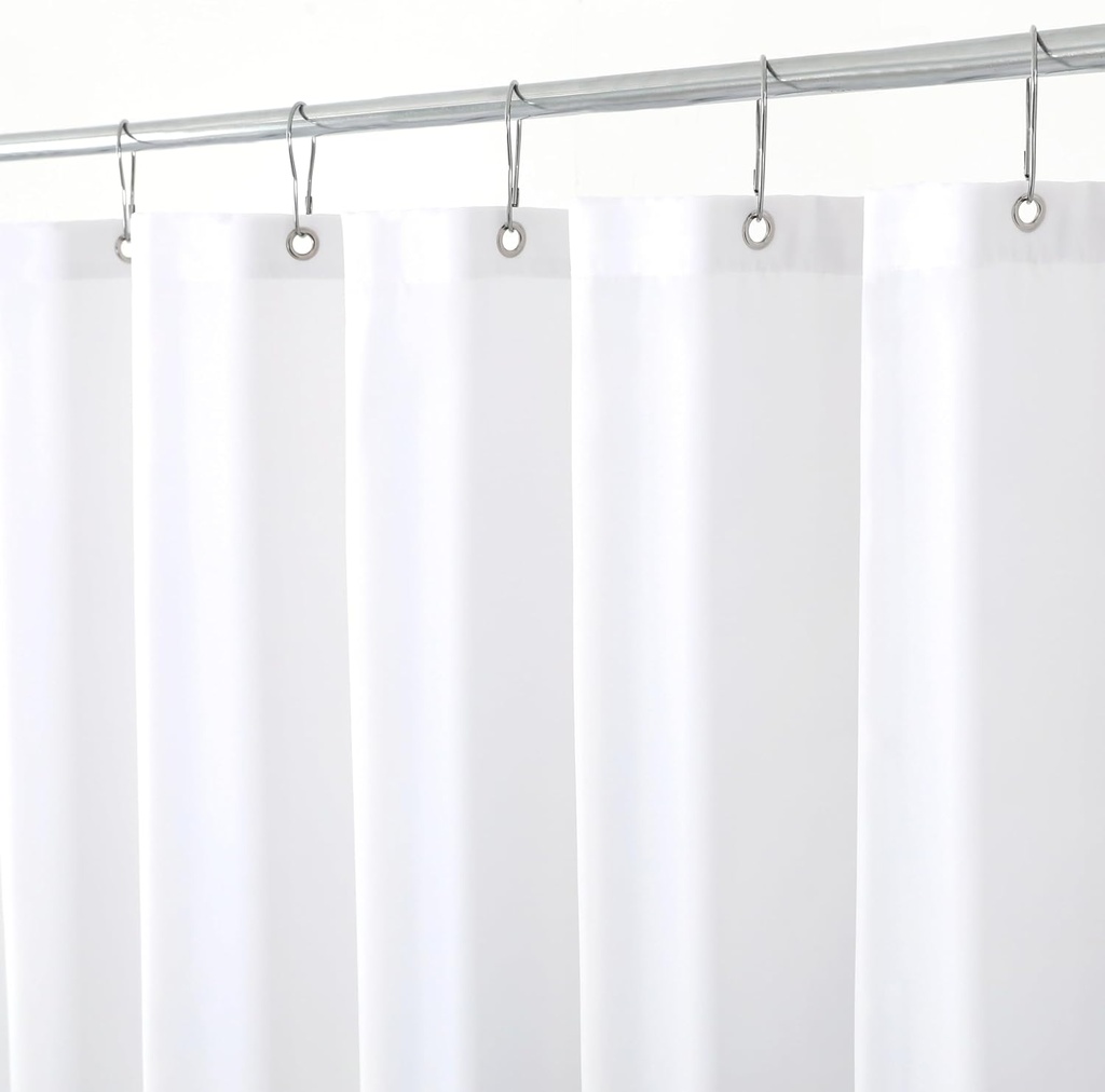 Biscaynebay Hotel Quality Fabric Shower Curtain Liners 72" X 72", White Water Resistant Bathroom Curtains Rust Resistant Grommets Weighted Bottom Hem Machine Washable