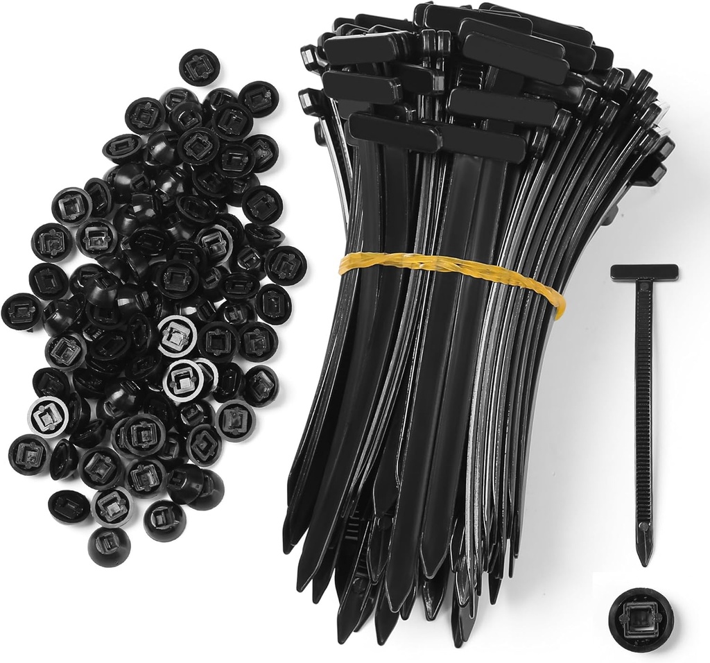 100 Pcs Nylon Universal Cable Tie Buckle - New T Multifunctional Nylon Zip Ties With Pin & Button Design Plastic Cable Fixion Tools Fasteners UV Resistant Zipties for Cars Daily Repair Bumper Clips