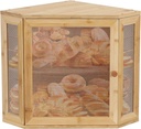 AQQHSAIN Corner Bread Box for Kitchen Counter Double Layer Wooden Bread Storage Large Capacity Farmhouse Pantry Shelf with Acrylic Window Kitchen Countertop Food Storage Container