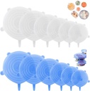 Silicone Stretch Lids – 12 Pack Reusable Food Covers,Flexible Silicone for Bowls, Containers, Fruits – Airtight & Leakproof Seal for Kitchen Storage (Transparent & Blue)