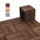 BEEFURNI 30PCS Interlocking Deck Tiles 12" x 12", Acacia Wood Deck Tiles Interlocking Outdoor All Weather, Indoor Outdoor Flooring Mats for Balcony Decor, Patio, Backyard (Dark Brown)