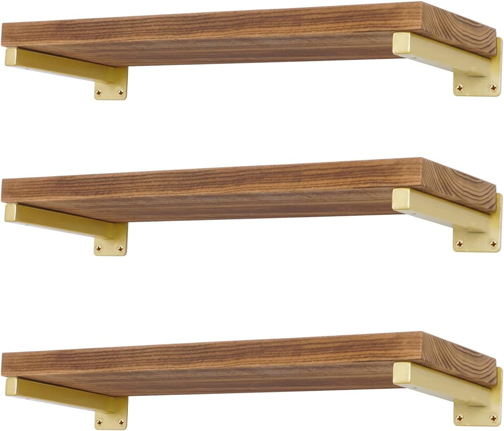 6 Pcs Gold Shelf Bracket 6 Inch Heavy Duty Brackets for Shelf Metal Wall Floating Shelving Brackets Industrial Shelf Brackets for Space Saving