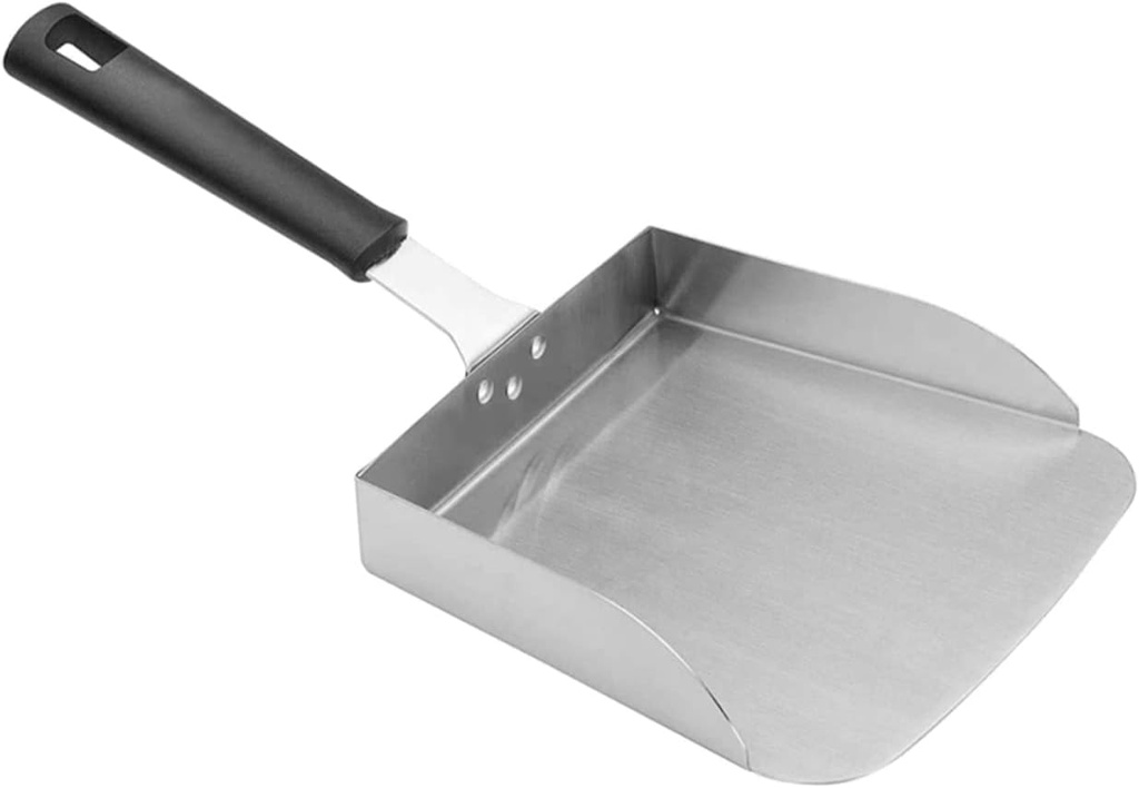 Zerodeko Stainless Steel Food Scoop Multi-function Kitchen Shovel for Easy Food Transfer Non-stick Surface Reusable Griddle Tool for Home and Commercial Use