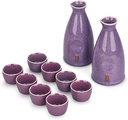 10 Piece Ceramic Wine Set Liquor Dispenser Include 2 Wine Bottle and 8 Wine Glass Suitable for Tea and Wine Sake