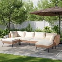 VINGLI 6 Pieces Wicker Patio Furniture Set, Outdoor Sectional Sofa Set Rattan Modular Patio Conversation Sets with Cushions & Ottomans (Yellow)