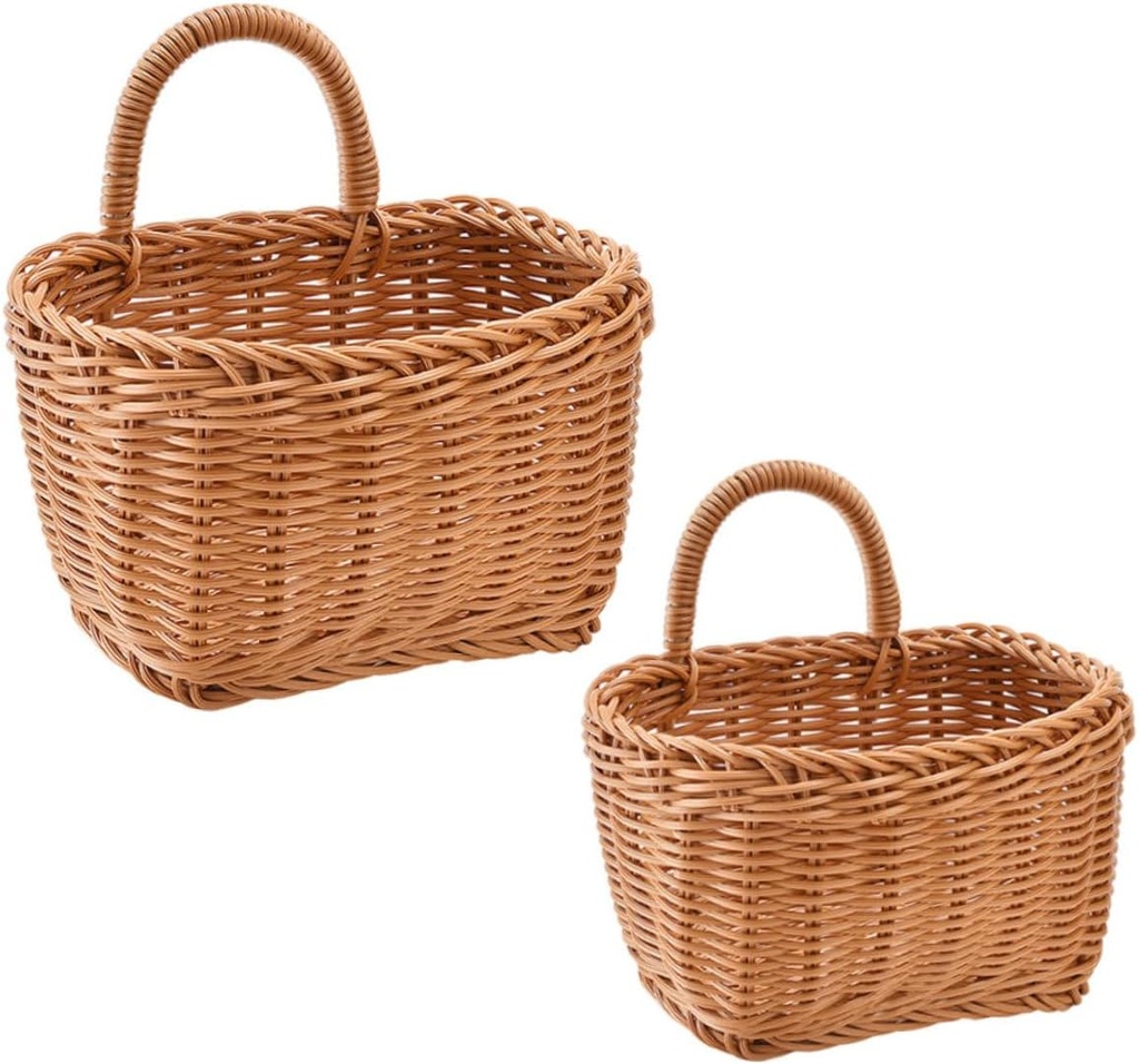2pcs Hanging Storage Basket Woven Wall for Kitchen for Vegetables Fruits Sturdy Rustic Design for Home and Organization