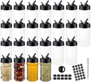24 Pack 6oz Clear Plastic Spice Jars With Black Lids, Empty Round Spice Bottles, Plastic Seasoning Containers with Chalk Labels, Pen, Spice Containers For Kitchen Cabinet