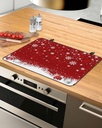Christmas Countertop Burners Protection Mats for Kitchen, Snowflakes Christmas Balls Red Rubber Stove Top Cover Mat, Heat Proof Mats Cooktop Cover for Counter Dish Drying Mat, 31"x24"