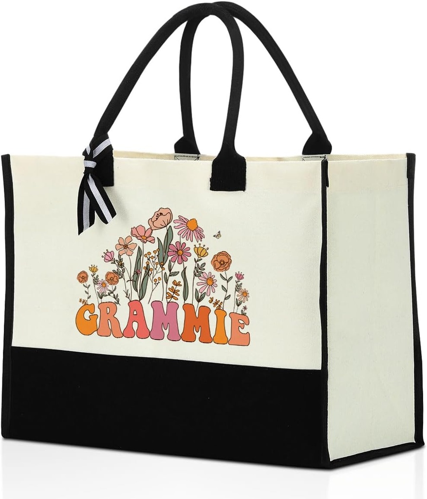 Grandma Aunt Mother in Law Mom Godmother Gifts Waterproof Canvas Tote Bag Beach Bag for Women Birthday Christmas