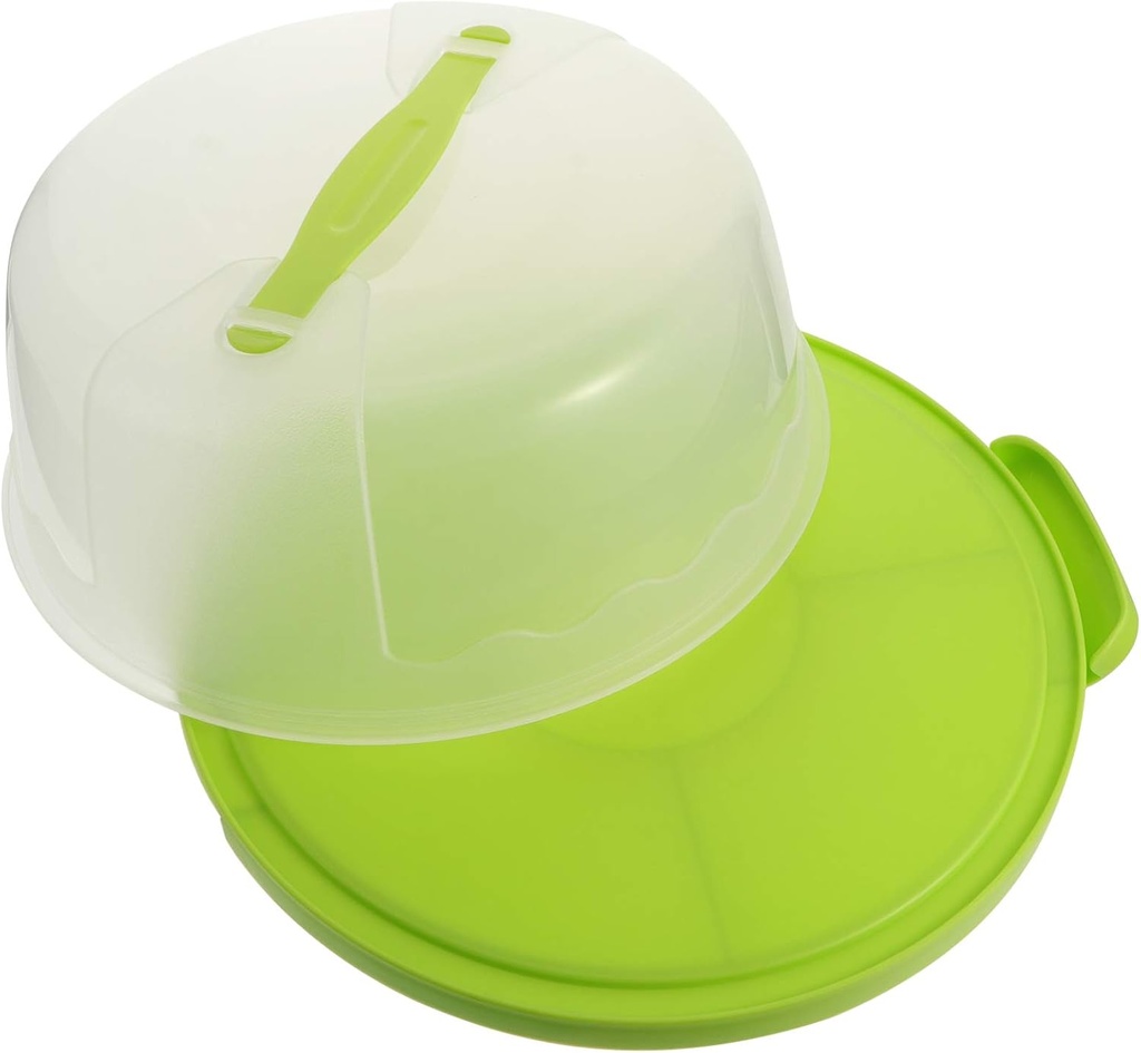 DOITOOL 8 Inch Cake Carrier Holder Clear Cupcake Muffin Carrier with Handle Cake Boards Round Storage Container Stand for Cupcakes Cakes Green