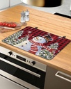 Christmas Countertop Burners Protection Mats for Kitchen, Snowman Snowflake Christmas Tree Red Plaid Rubber Stove Top Cover Mat, Heat Proof Mats Cooktop Cover for Counter Dish Drying Mat, 31"x24"