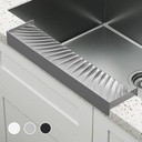 NiHome Multi-Use Silicone Kitchen Sink Edge Guard for Stone Countertop Edges 3.15"-4" Wide, Upgraded Slope Design with Raised Drainage Channels, Protector for Kitchen Sink, Bathtub, Wash Basin (Gray)