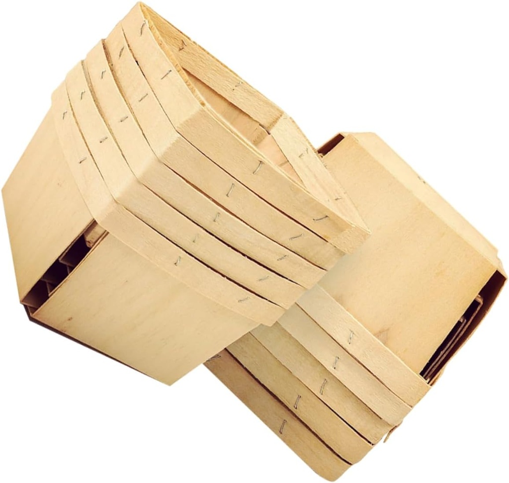 VICASKY 10Pcs Wooden Berry Baskets for Storage Organization Rustic Wood Fruit Baskets for Kitchen Home Picnic and Restaurant Use Stylish Natural Decor