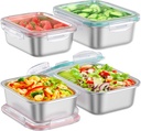 8 PCS Food Storage Containers with Lids Airtight, Stainless Steel Containers Set for Kitchen Storage, Meal Prep, Lunch Containers, Microwave/Dishwasher Safe (41oz & 24oz)